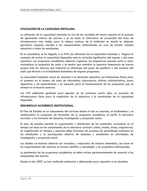 plan de accion institucional 2012 - Unidades TecnolÃ³gicas de ...
