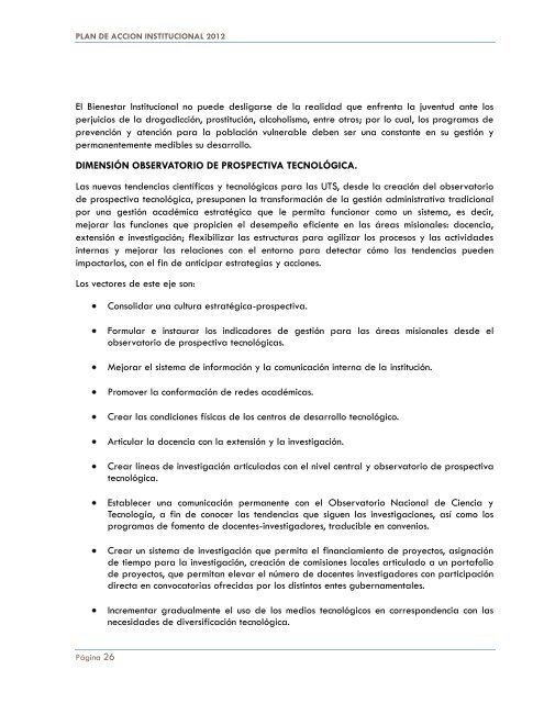 plan de accion institucional 2012 - Unidades TecnolÃ³gicas de ...