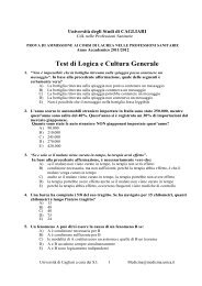 Test di Logica e Cultura Generale - Medicina - UniversitÃ  degli studi ...