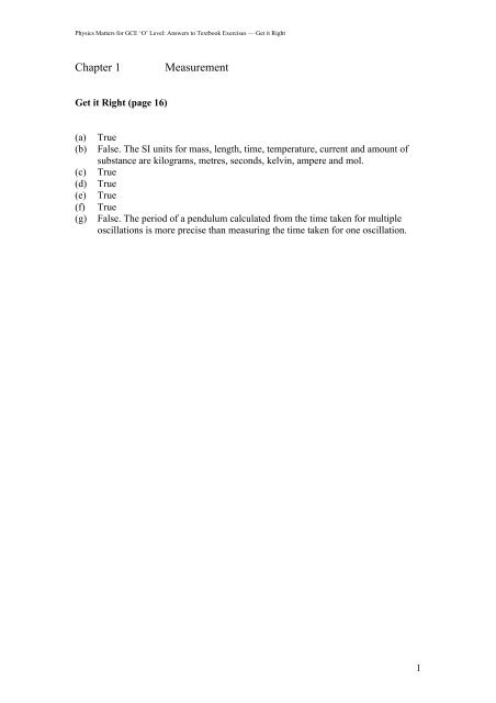 Chapter 1 Measurement - Marshall Cavendish