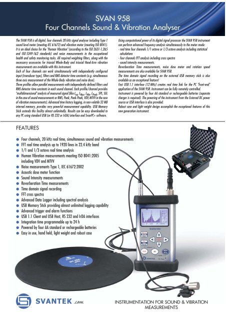 SVAN 958 Four Channels Sound & Vibration Analyser