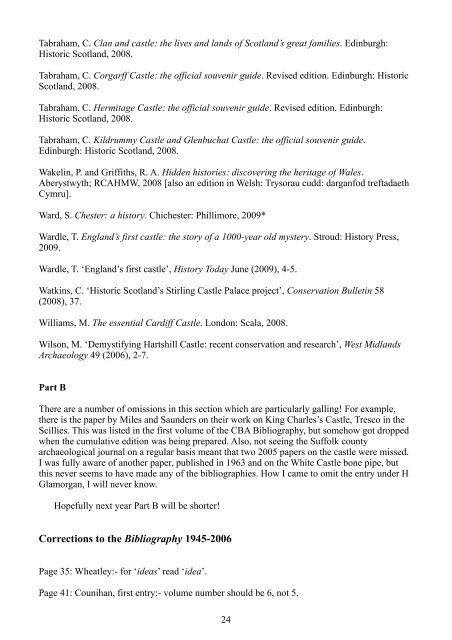 Castle Studies Group Bibliography No. 22 2009