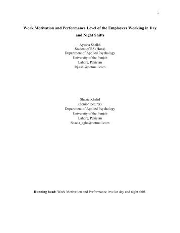 Work Motivation and Performance Level of the ... - 3rd SAICON 2011