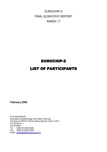 EUROCHIP-2 LIST OF PARTICIPANTS LIST OF PARTICIPANTS