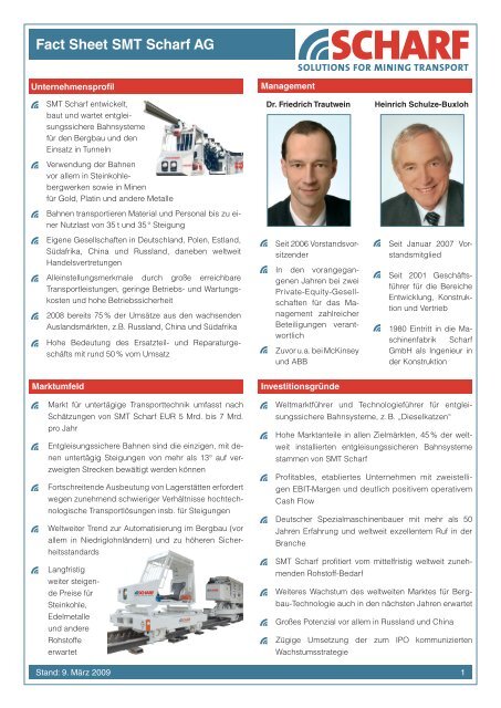 Fact Sheet SMT Scharf AG - SMT Scharf Gruppe