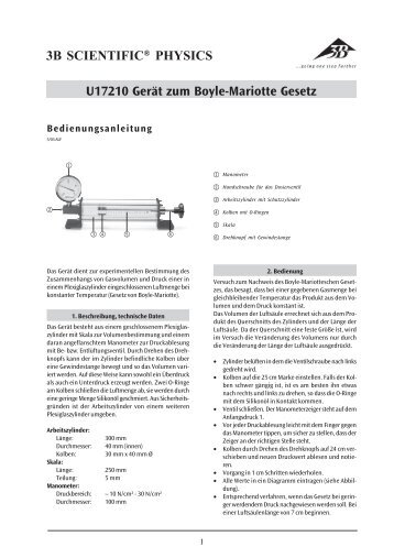 3B SCIENTIFIC® PHYSICS U17210 Gerät zum Boyle-Mariotte Gesetz