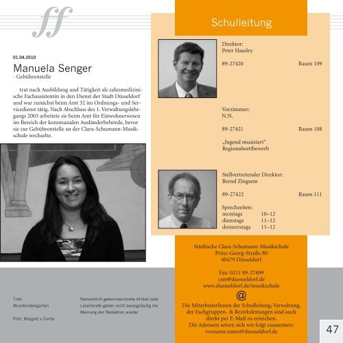 Zeitung der Clara schumann Musikschule - Margret von Conta