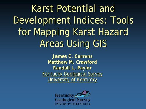 Tools for mapping Karst Hazard Regions Using GIS - Marshall ...