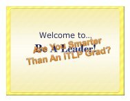 Be A Leader/Are you smarter than an ITLP ... - MOR Associates