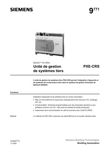 9771 Unité de gestion de systèmes tiers PXE-CRS - Siemens ...