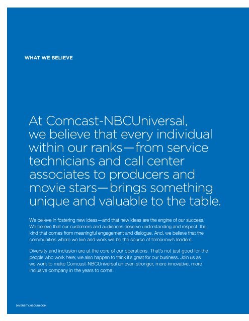 Comcast and NBCUniversal: Many Voices, One Vision