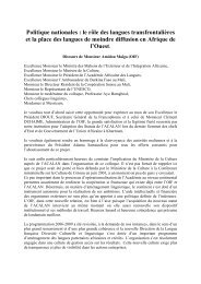 Politique nationales : le rÃ´le des langues transfrontaliÃ¨res ... - ACALAN