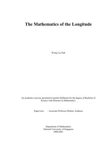 The Mathematics of the Longitude - Department of Mathematics