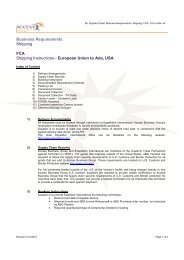 Business Requirements - Shipping - FCA - EU to ... - Supplier Portal