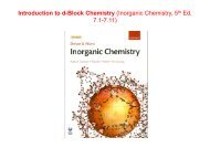 Introduction to d-Block Chemistry - Wits Structural Chemistry