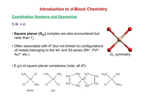 Introduction to d-Block Chemistry - Wits Structural Chemistry