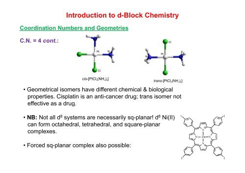 Introduction to d-Block Chemistry - Wits Structural Chemistry