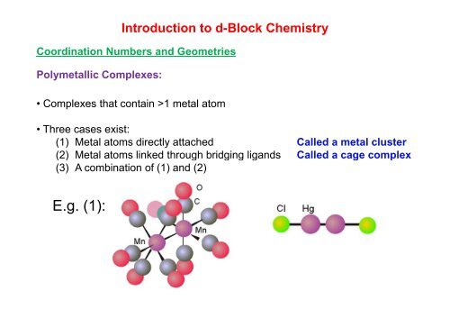 Introduction to d-Block Chemistry - Wits Structural Chemistry