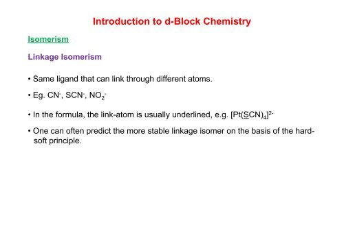 Introduction to d-Block Chemistry - Wits Structural Chemistry