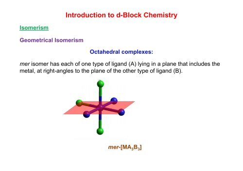 Introduction to d-Block Chemistry - Wits Structural Chemistry