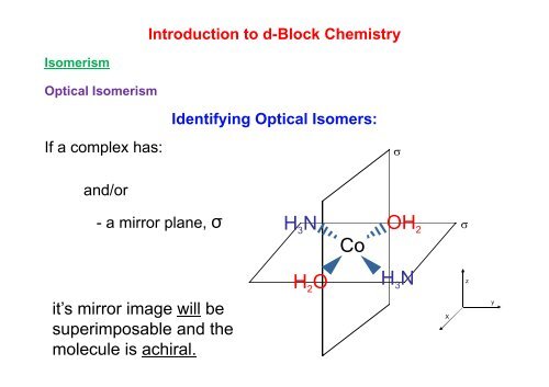 Introduction to d-Block Chemistry - Wits Structural Chemistry