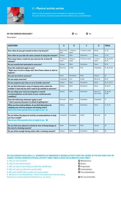 Lifestyle questionnaire - IRCM