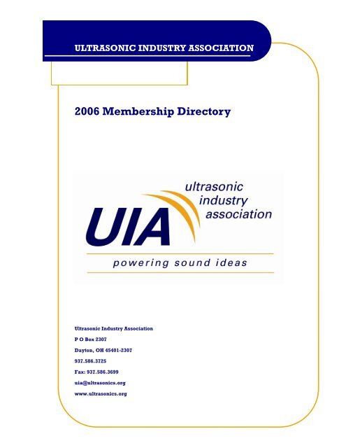 2006 Membership Directory - Ultrasonic Industry Association