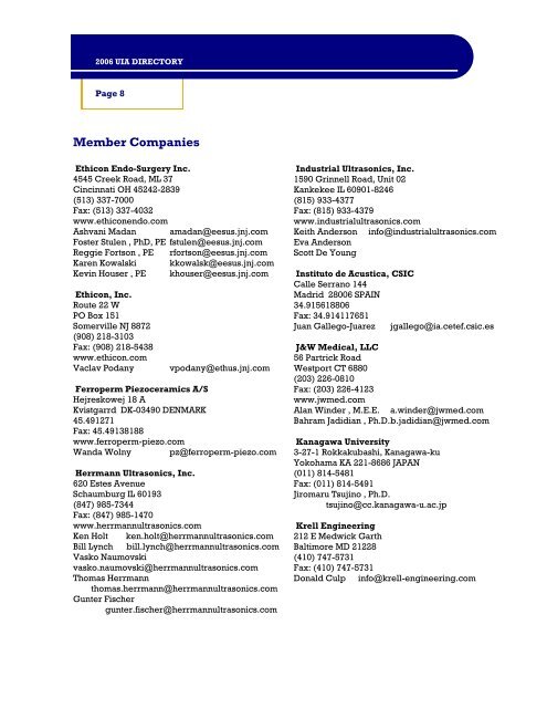 2006 Membership Directory - Ultrasonic Industry Association