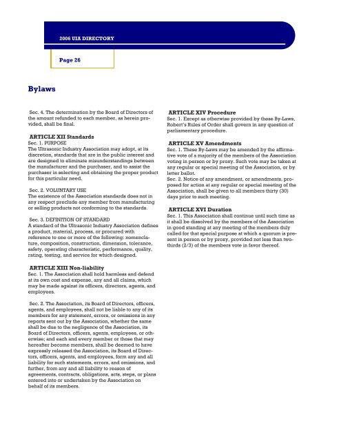 2006 Membership Directory - Ultrasonic Industry Association