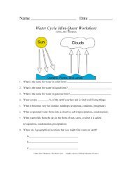 Water Cycle Mini-Quest Worksheet - QuestGarden.com