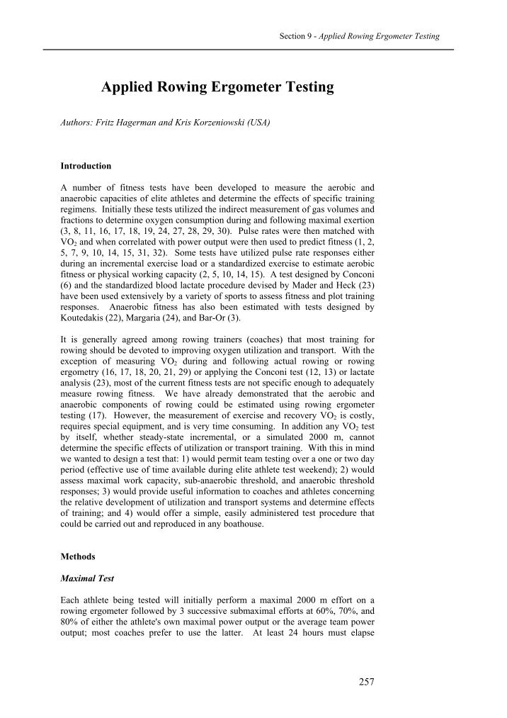 YMCA Cycle Ergometer Submaximal Test Canadian Society for