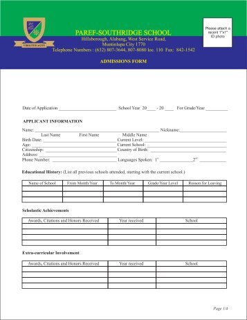 APPLICATION FORM2.pdf - PAREF Southridge School