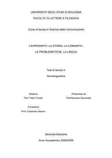 tesi di Pierfrancesco Naccarato - Parracomumangi.altervista.org