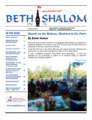 By Esther Shetzer - Congregation Beth Shalom