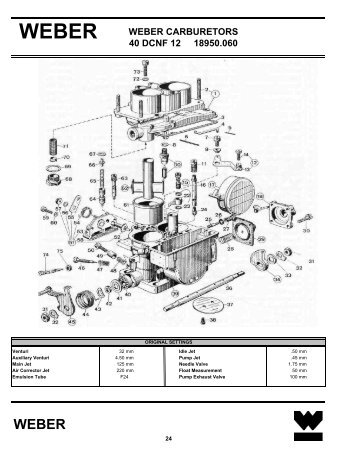 WEBER CARBURETORS 40 DCNF 12 18950.060