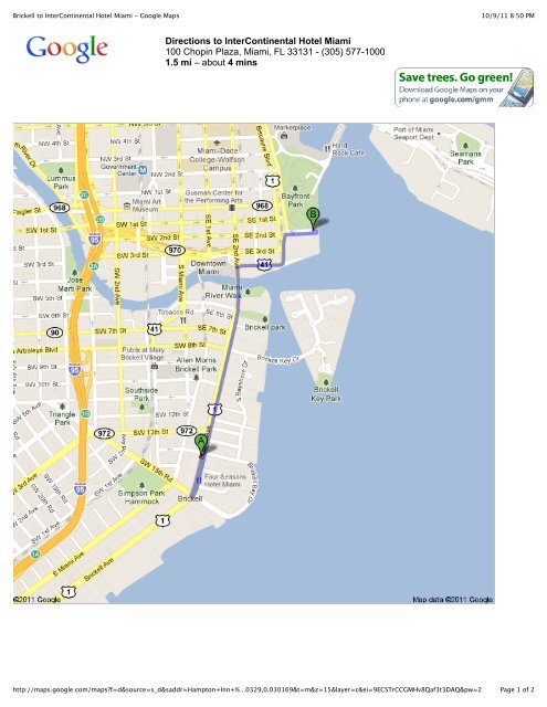 Brickell to InterContinental Hotel - Brickell To Intercontinental Hotel Miami Google Maps 