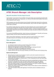 ATEC Branch Manager Job Description - Australian Tourism Export ...