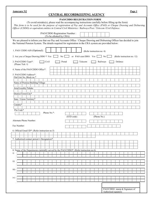 Form N2 : PAO Registration - CRA - NSDL