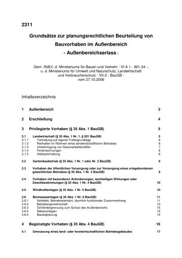 Außenbereichserlass - MBWSV NRW