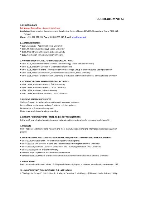 CURRICULUM VITAE - Centro de GeofÃ­sica de Ãvora