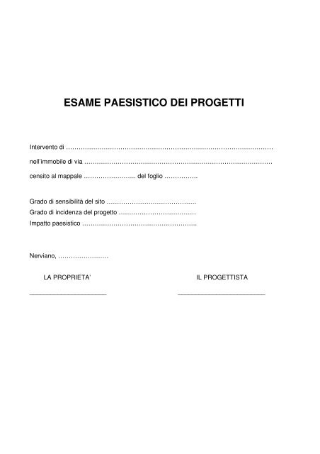 ESAME PAESISTICO DEI PROGETTI - Comune di Nerviano