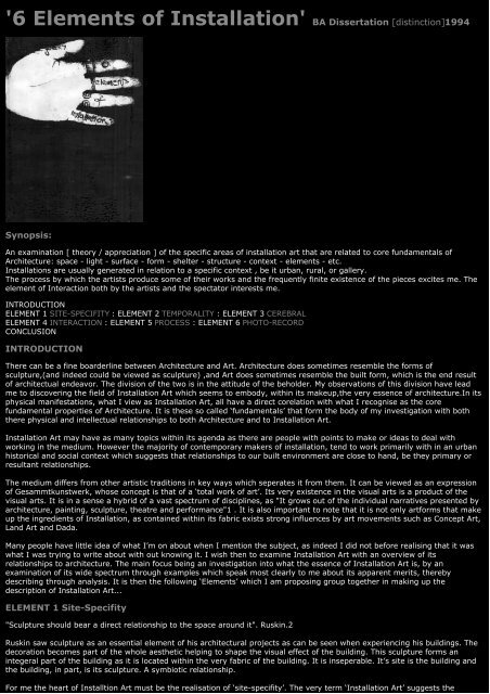Schaeffer_J-1994-6 Elements of Installation.pdf - An International ...