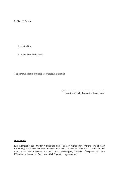Anlage 3 Muster fÃ¼r das Deckblatt einer Dissertationsschrift Titel D ...