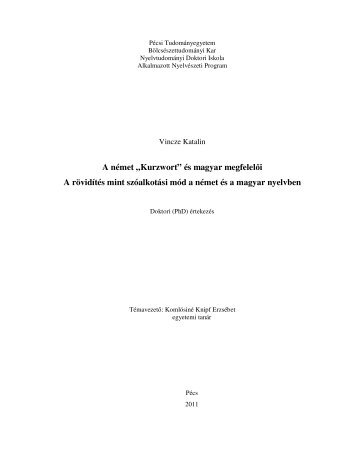 A nÃ©met âKurzwortâ - NyelvtudomÃ¡nyi Doktori Iskola - PÃ©csi ...