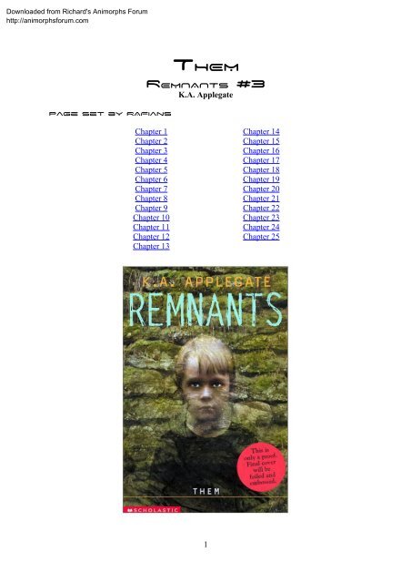 REMNANTS #3 - Richard's Animorphs Forum