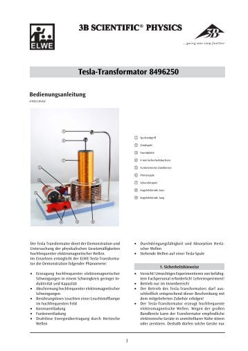 3B SCIENTIFIC 3B SCIENTIFIC® PHYSICS Tesla-Transformator ...