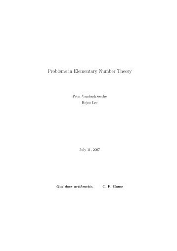 Problems in Elementary Number Theory