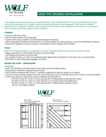 Download the WOLF PVC Decking Installation ... - Niece Lumber