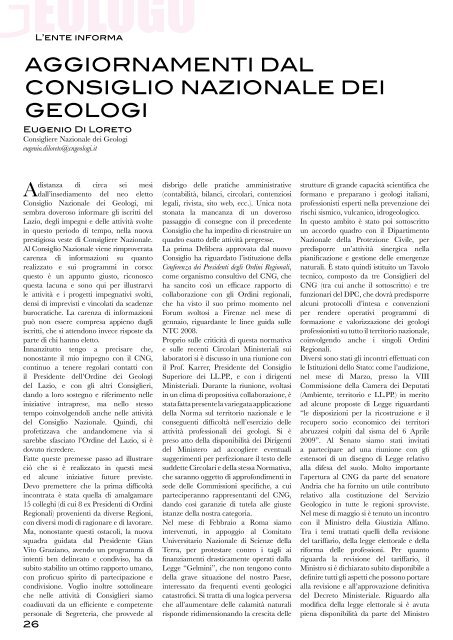 Leggi tutto... - Ordine dei Geologi del Lazio