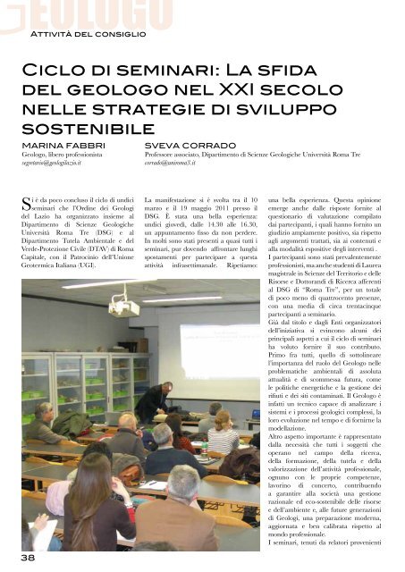 Leggi tutto... - Ordine dei Geologi del Lazio